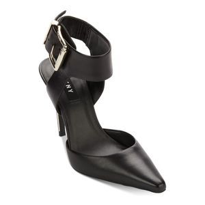 DKNY Womens Black Over-Sized Belka Pointed Toe Leather Slingback 9.5